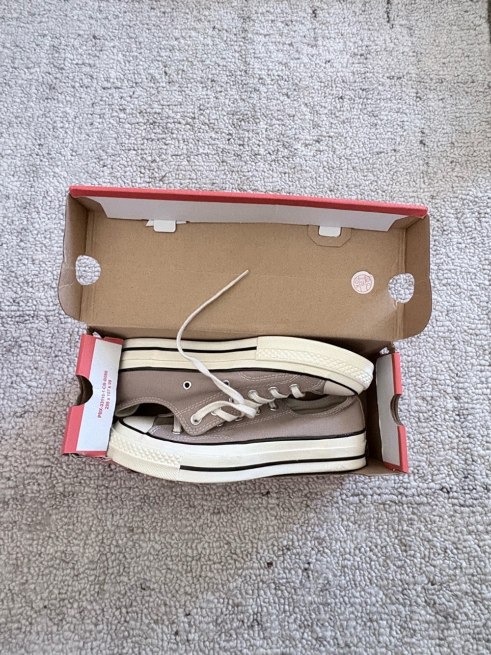 Converse Low-Top Canvas Sneakers in Taupe and Cream